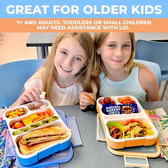 Bento-Box Portion Control Container Leakproof BPA Free Utensils 5 Compartments - Picture 6 of 8